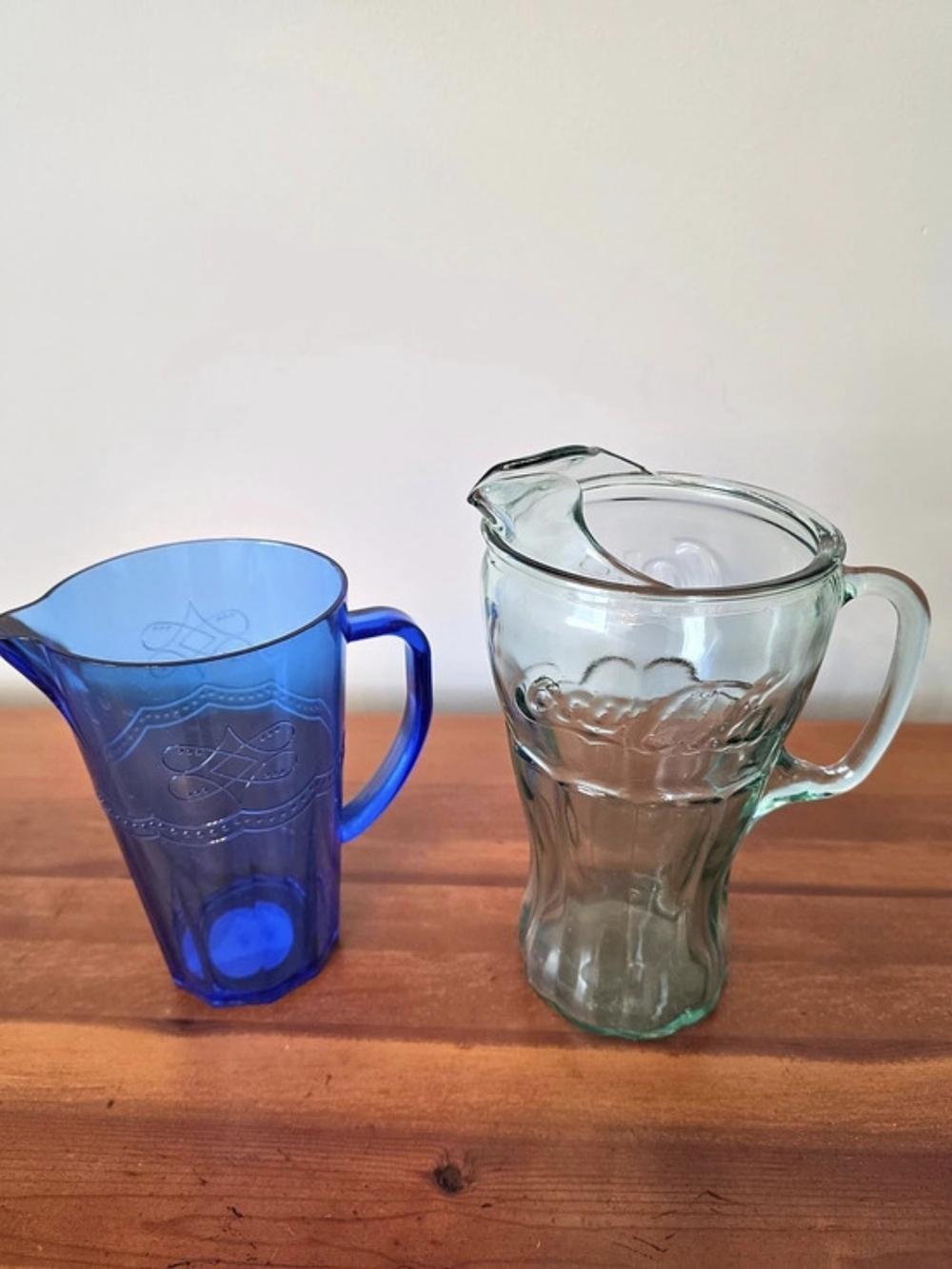 Glass Pitcher Set Blue & Clear Coke Coca-Cola
